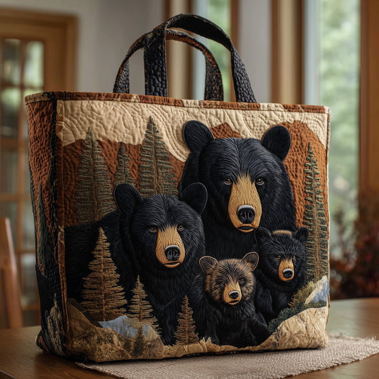 Bear Family Forest Quilted Tote