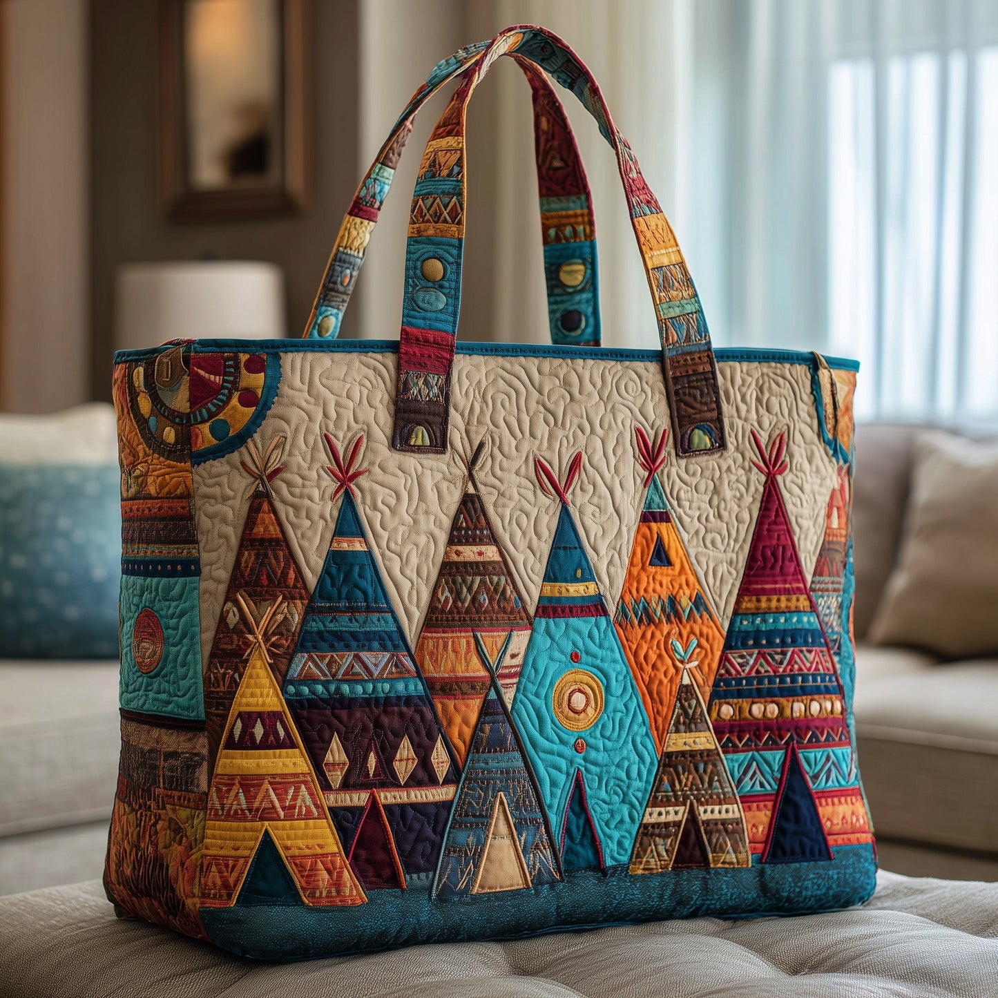Everyday Tribal Teepees Quilted Tote