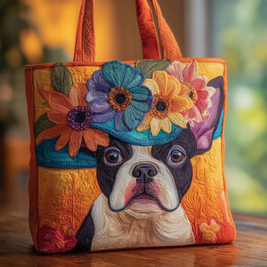 The Flower Crown Bulldog Quilted Tote