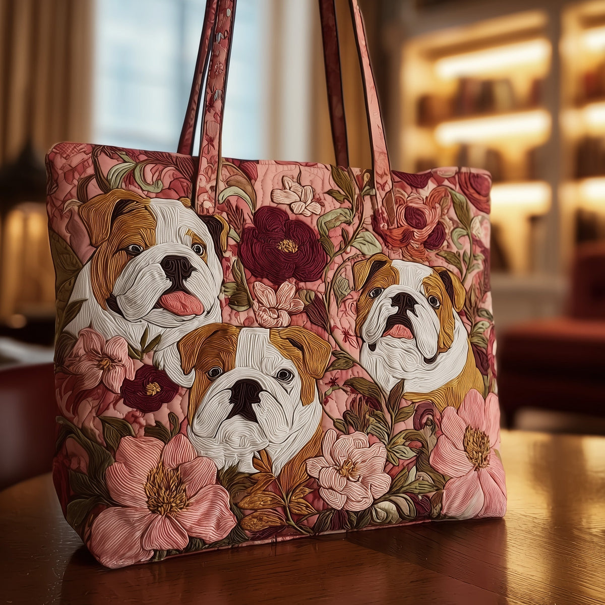 The Bulldog Garden Quilted Tote