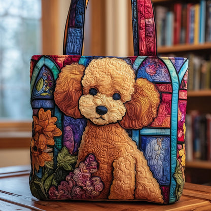 The Stained-Glass Poodle Quilted Tote