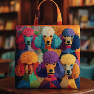Colorful Poodle Dogs Quilted Tote