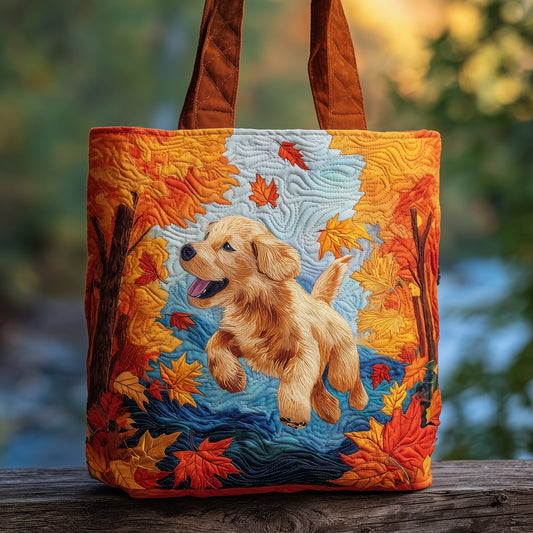 The Autumn Golden Retriever Quilted Tote