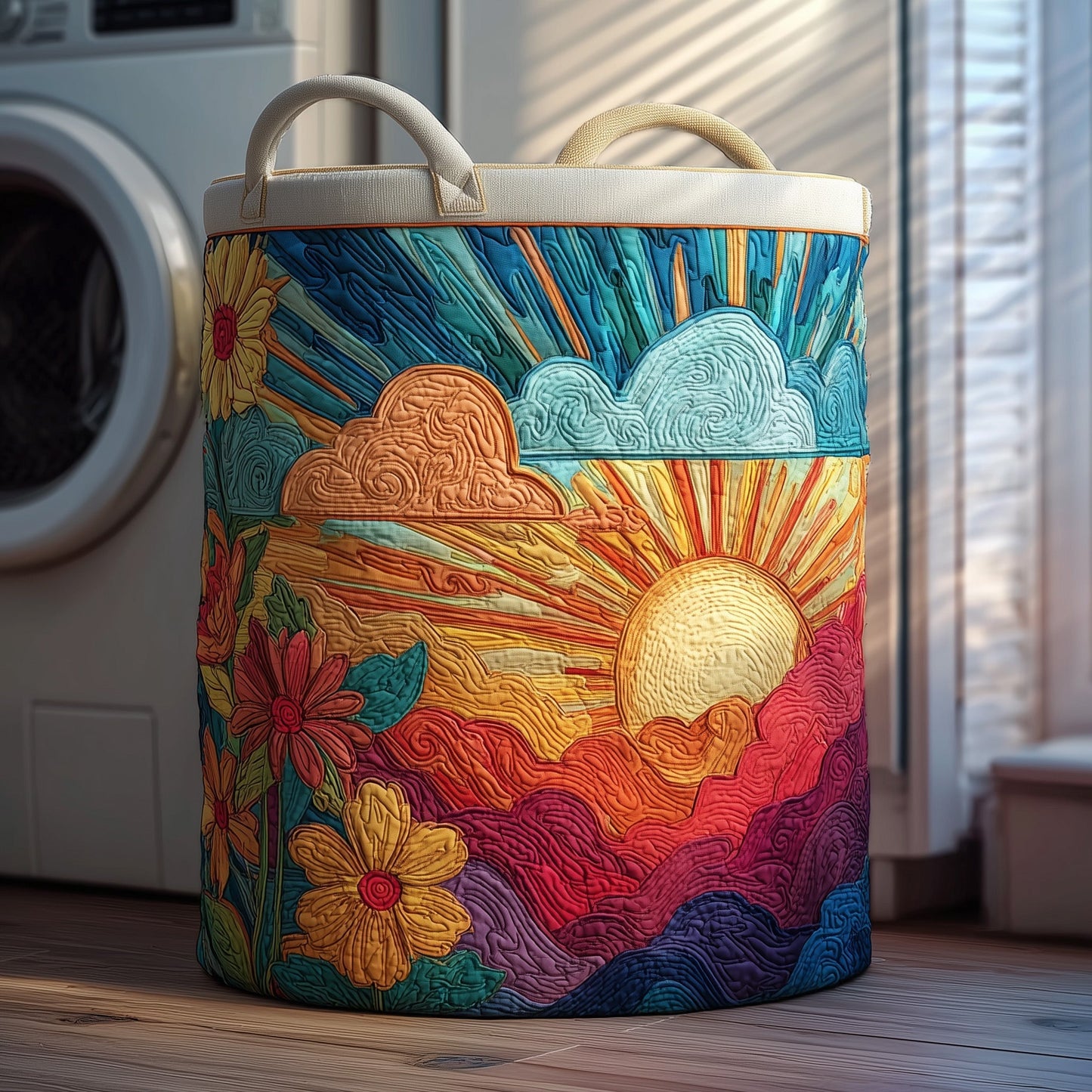 The Sun Quilted Laundry Basket Tote