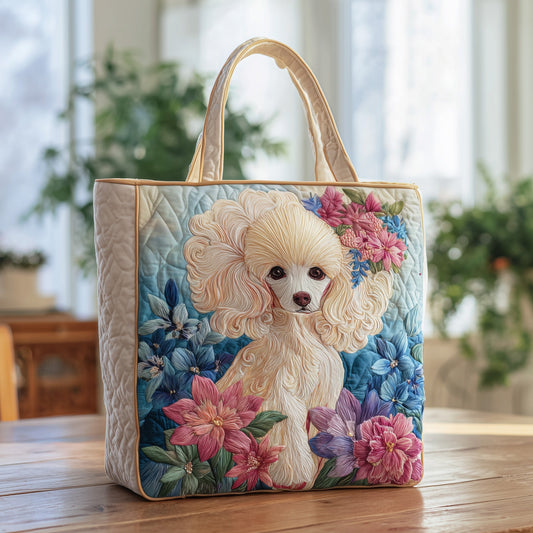 Everyday Poodle Flowers Quilted Tote