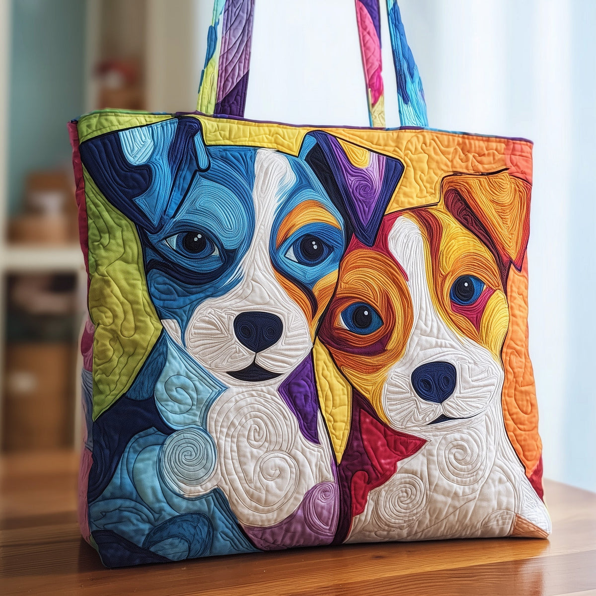 The Jack Russell Couple Quilted Tote