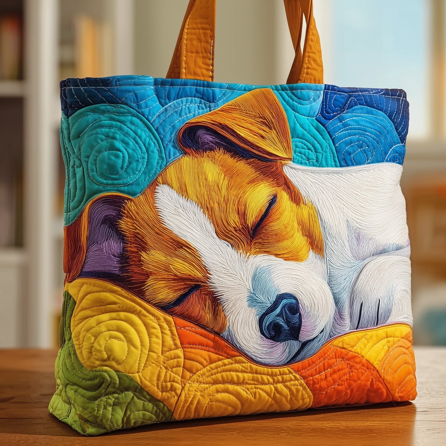 The Sleepy Jack Russell Quilted Tote