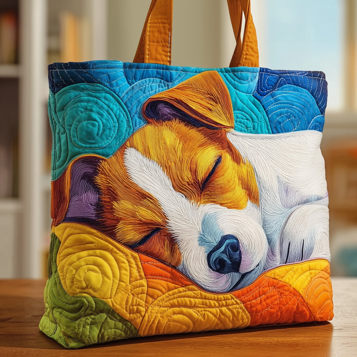 The Sleepy Jack Russell Quilted Tote