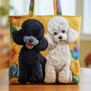 Two Poodle Dogs Quilted Tote