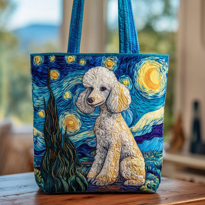 Starry Night Poodle Quilted Tote