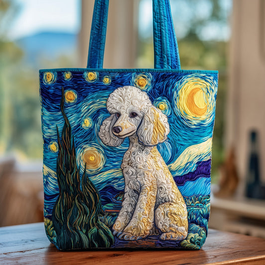 Starry Night Poodle Quilted Tote