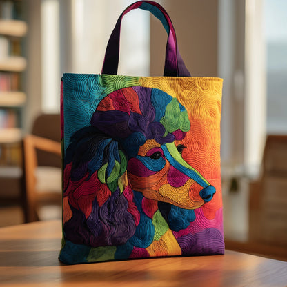 Colorful Poodle Dog Quilted Tote