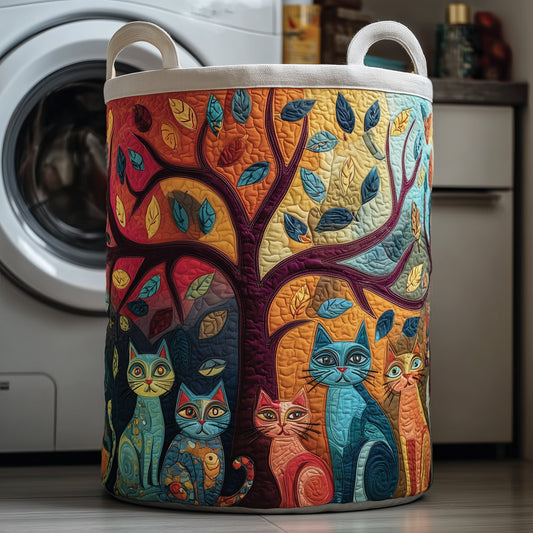 The Tree Of Cat Quilted Laundry Basket Tote