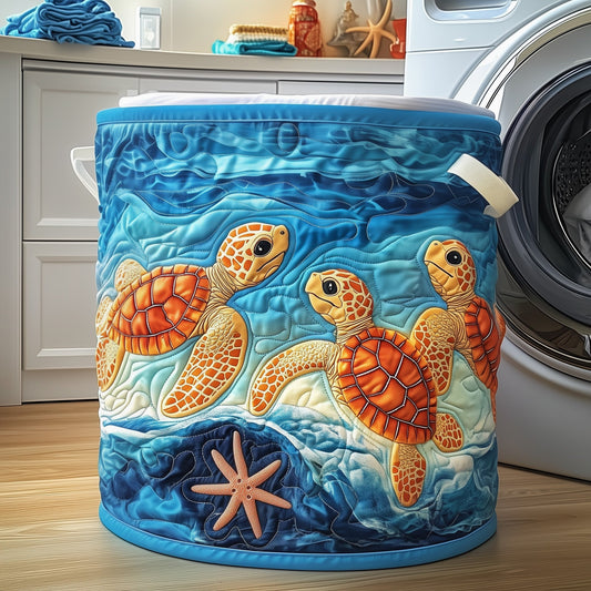The Orange Turtle Quilted Laundry Basket Tote