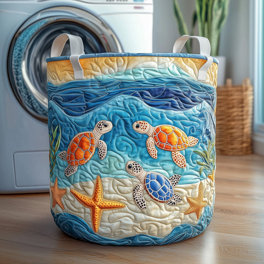 The Turtle Buddies Quilted Laundry Basket Tote