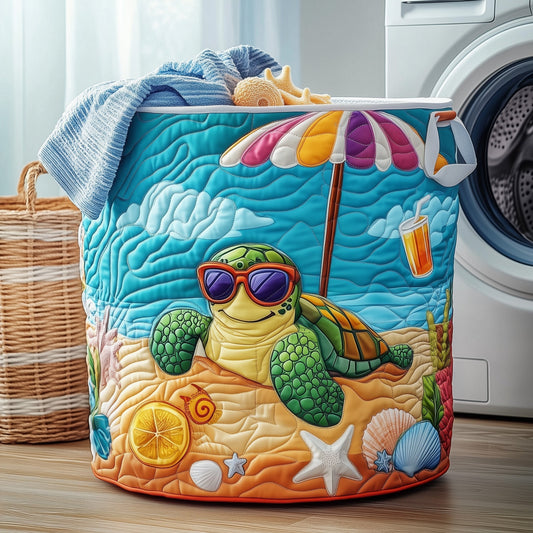The Happy Turtle Quilted Laundry Basket Tote
