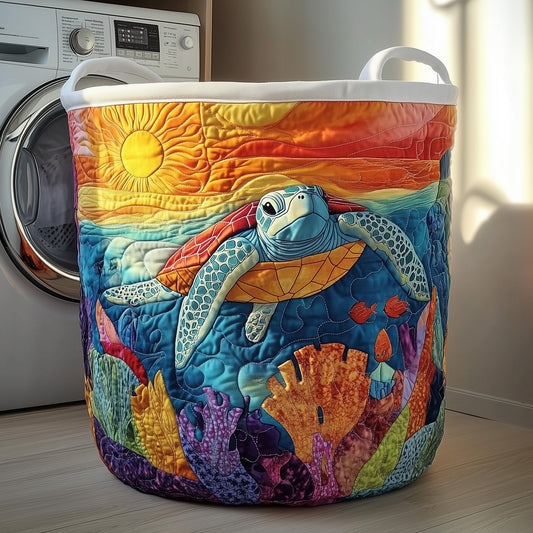 The Sunrise Turtle Quilted Laundry Basket Tote