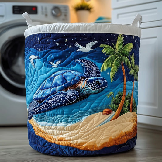 The Night Turtle Quilted Laundry Basket Tote