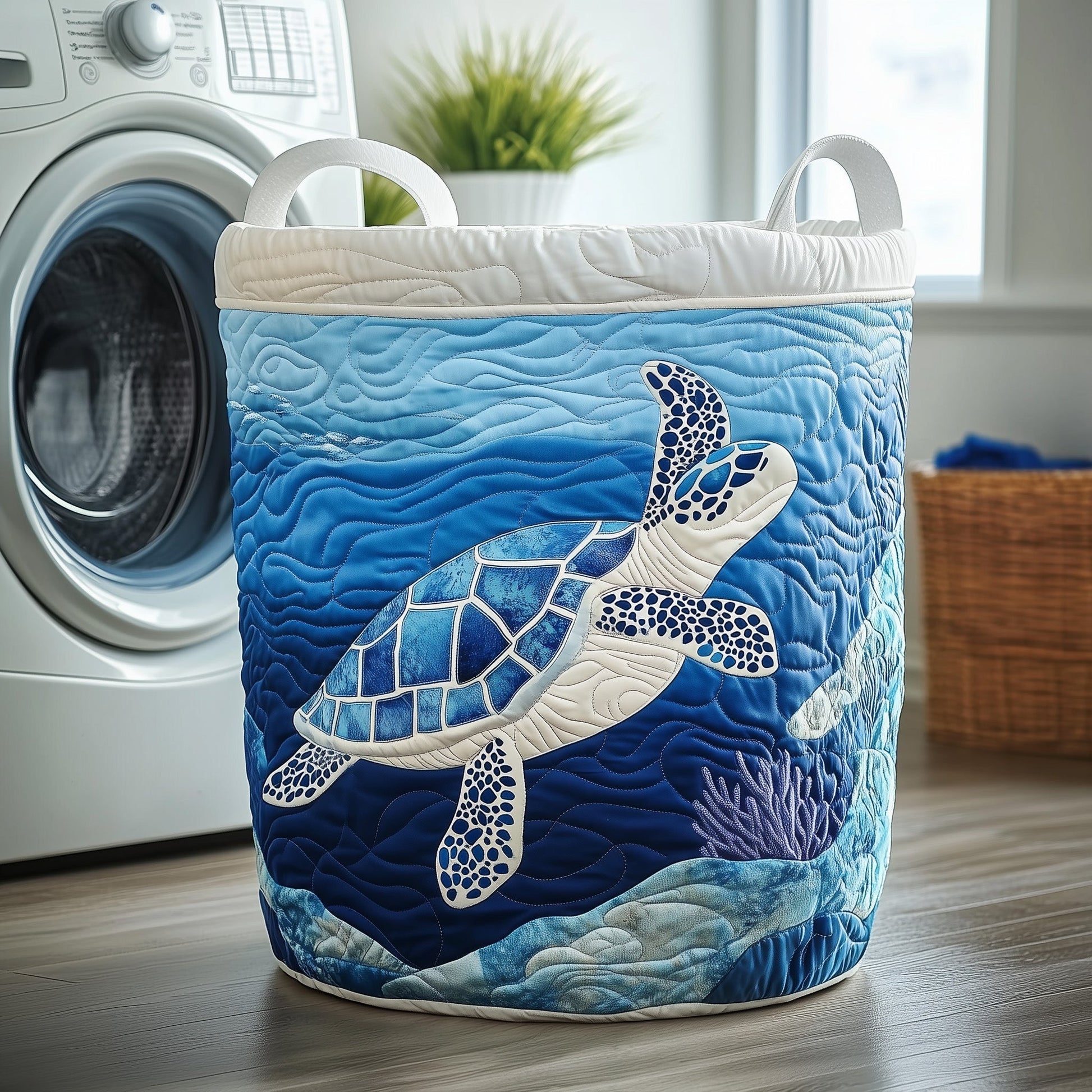 Blue Turtle Laundry Tote Bag