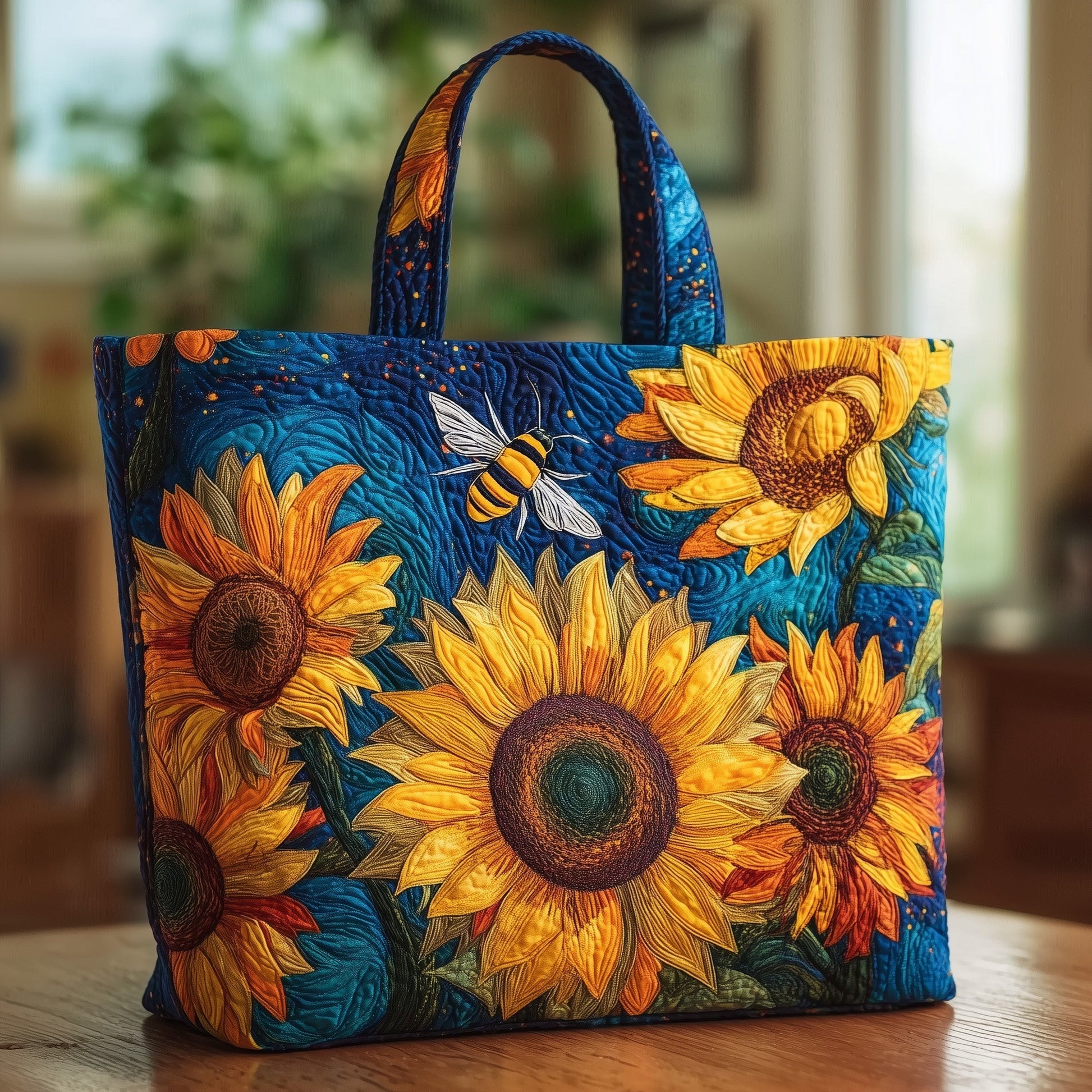 Everyday Sunflowers Bee Quilted Tote