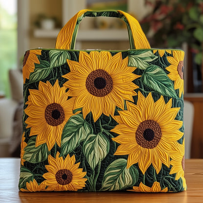 Everyday Sunflowers Leaves Quilted Tote