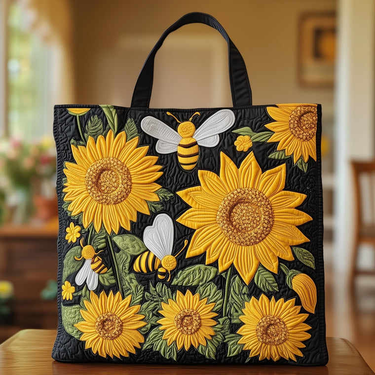 Everyday Sunflowers Bees Quilted Tote