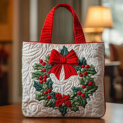 The Holiday Wreath Quilted Tote