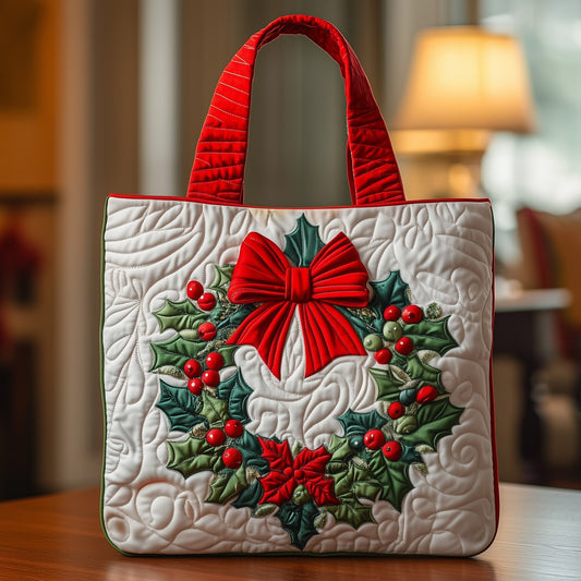 The Holiday Wreath Quilted Tote