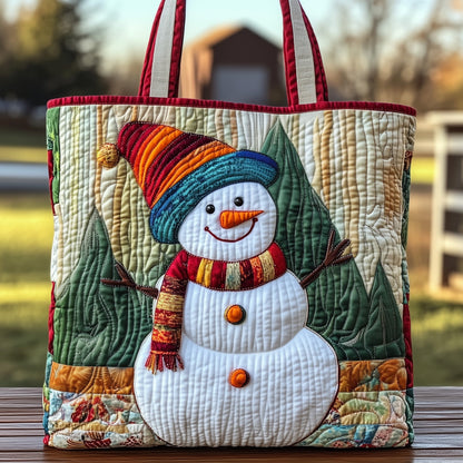Snowman Holiday Winter Quilted Tote