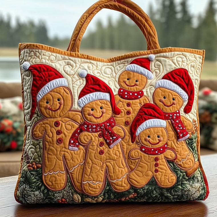 Gingerbread Men Holiday Quilted Tote