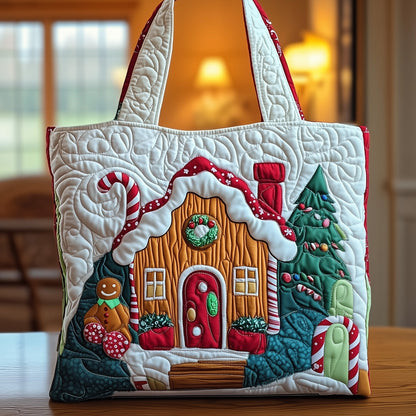 Gingerbread House Holiday Quilted Tote