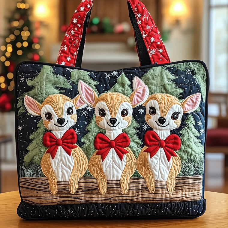 Everyday Reindeer Holiday Quilted Tote