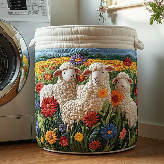 The Floral Sheep Quilted Laundry Basket Tote