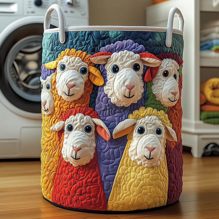 The Colorful Sheep Quilted Laundry Basket Tote M228