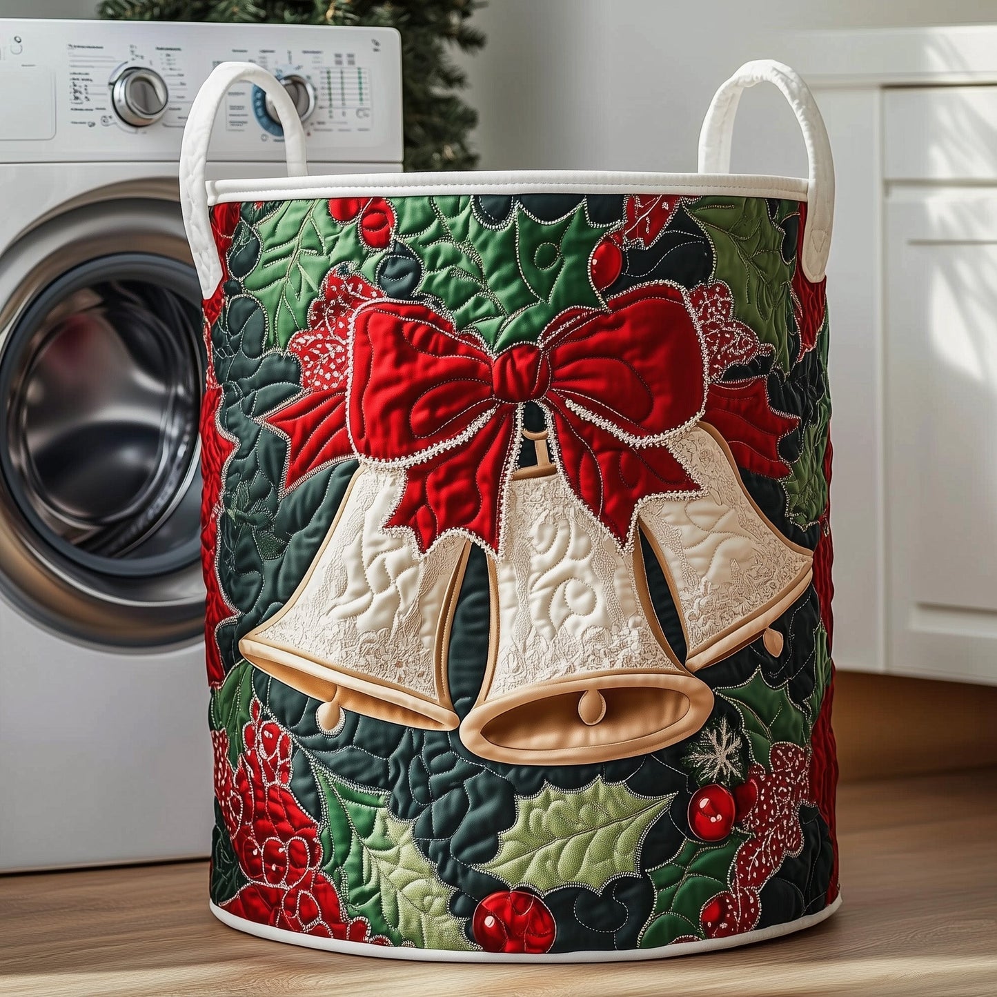Christmas Laundry Basket Quilted Tote