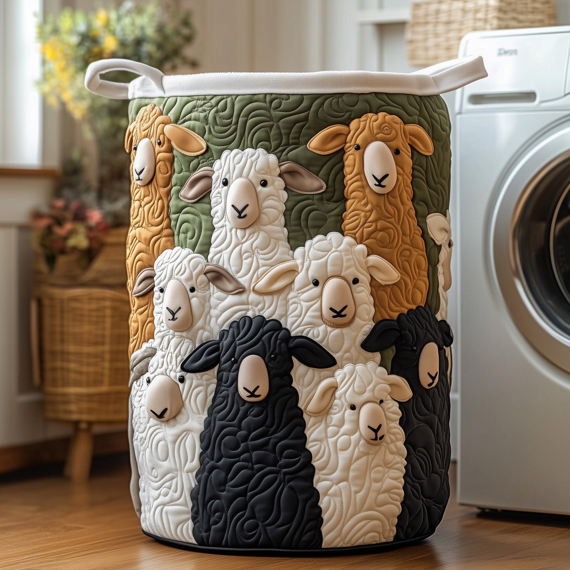 Sheep Laundry Basket Quilted Tote