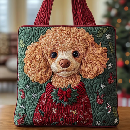 Everyday Christmas Poodle Quilted Tote