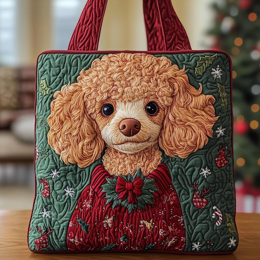Everyday Christmas Poodle Quilted Tote