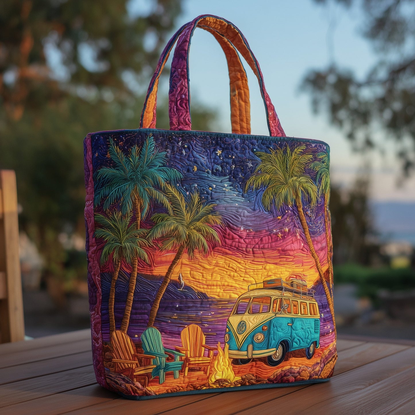 The Sunset Camping Quilted Tote