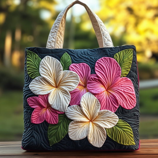 The Tropical Plumeria Quilted Tote