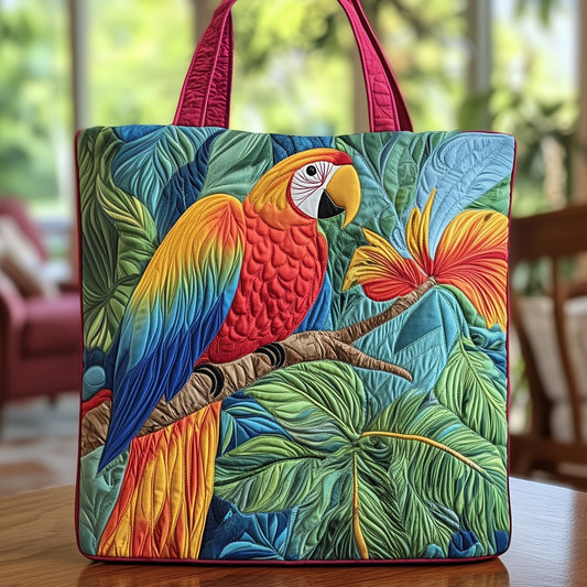 Everyday Tropical Parrot Quilted Tote