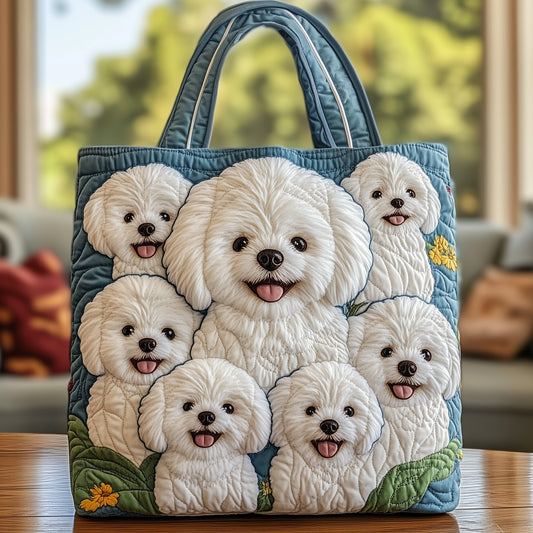 Bichon Frise Dogs Quilted Tote