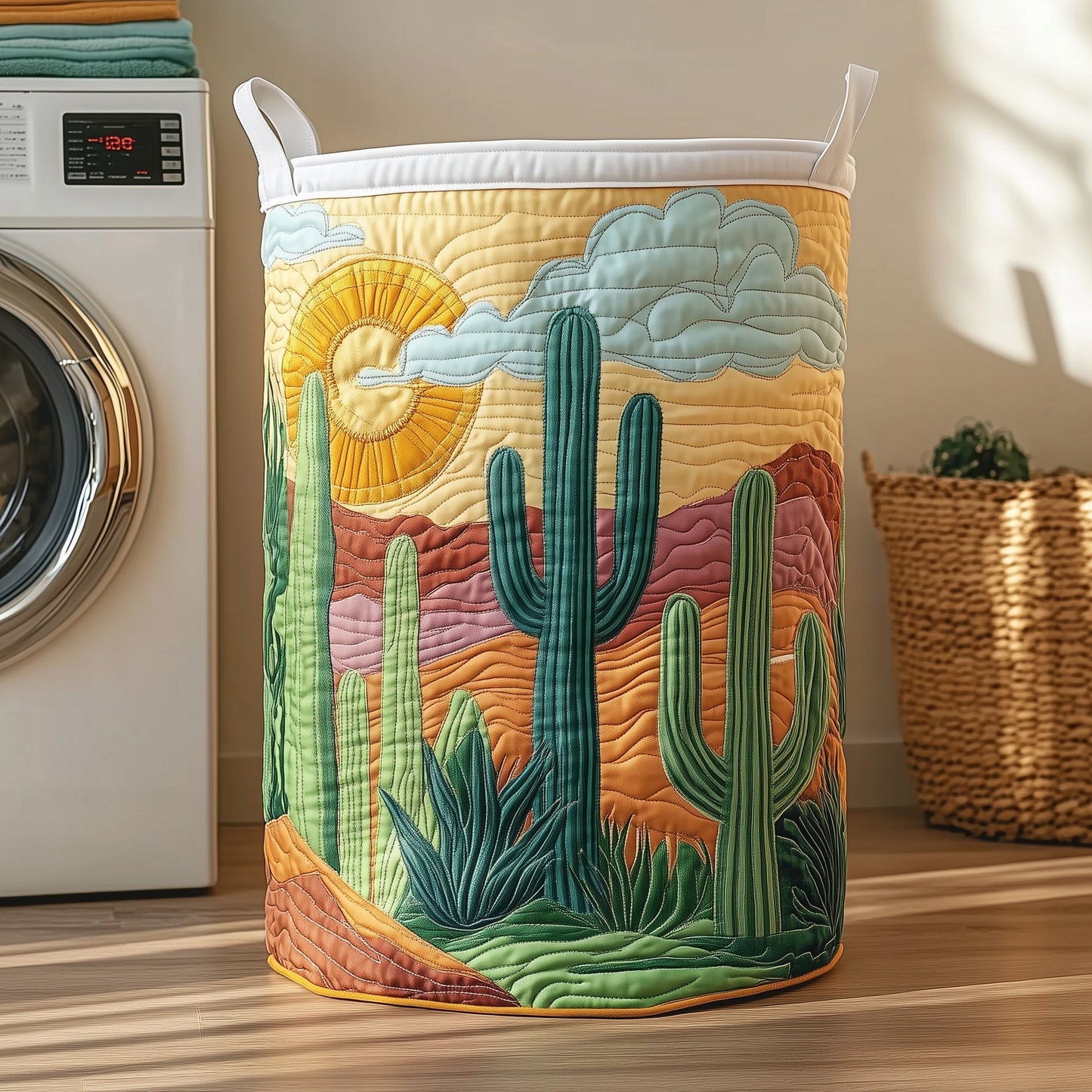 The Cactus Desert Quilted Laundry Basket Tote M273