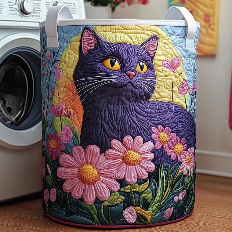 Floral Black Laundry Tote Bag