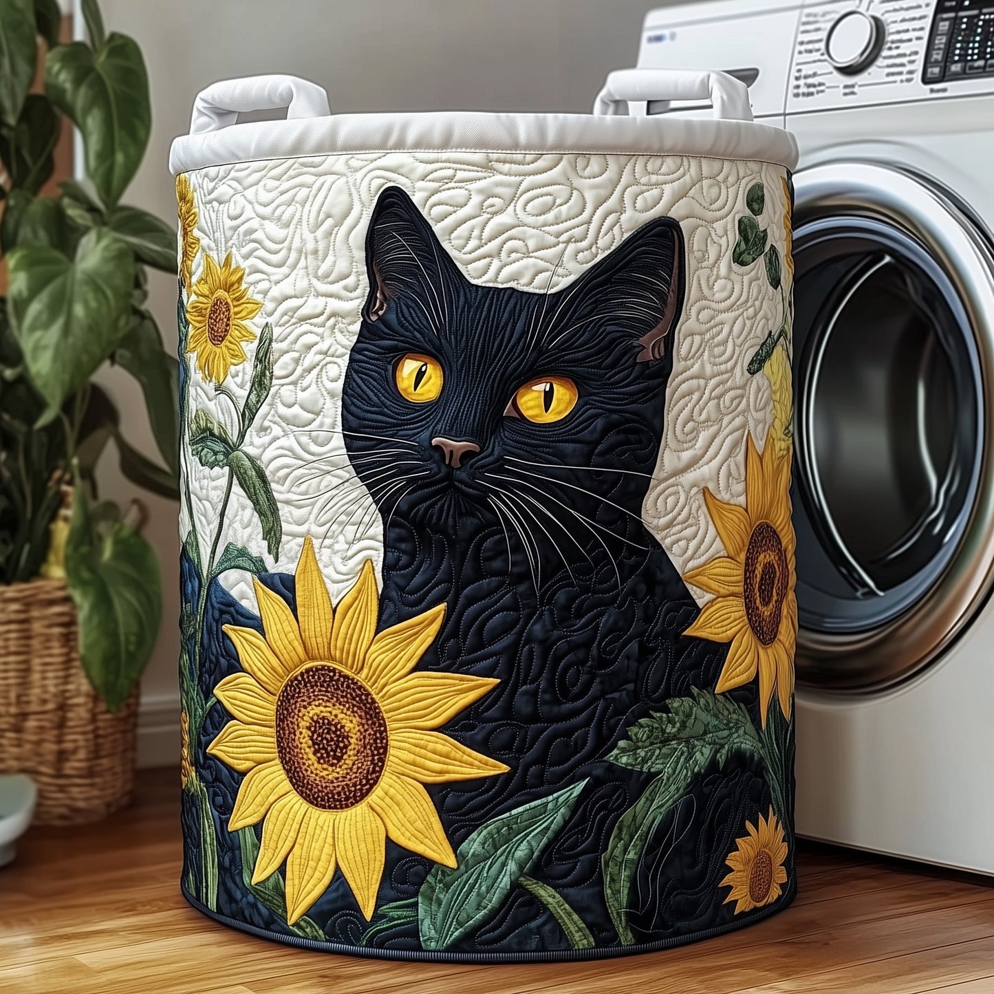 Sunflower Laundry Basket Quilted Tote