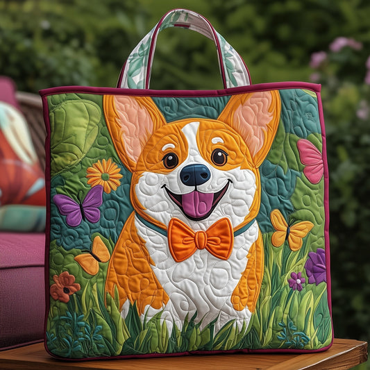 The Corgi Garden Quilted Tote