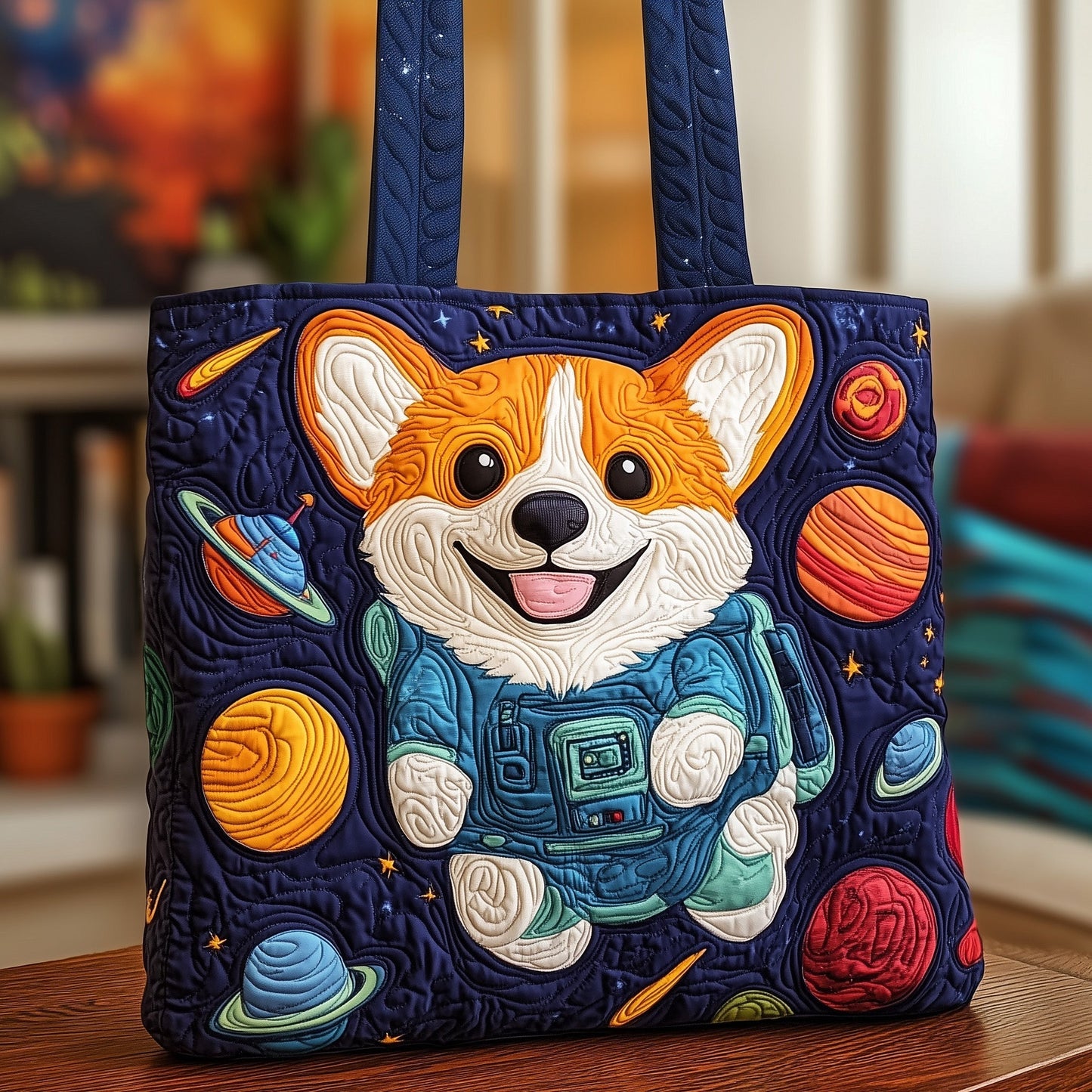 The Space Corgi Quilted Tote
