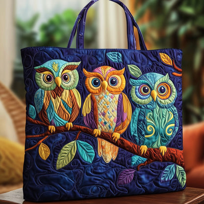 The Owl Trio Quilted Tote