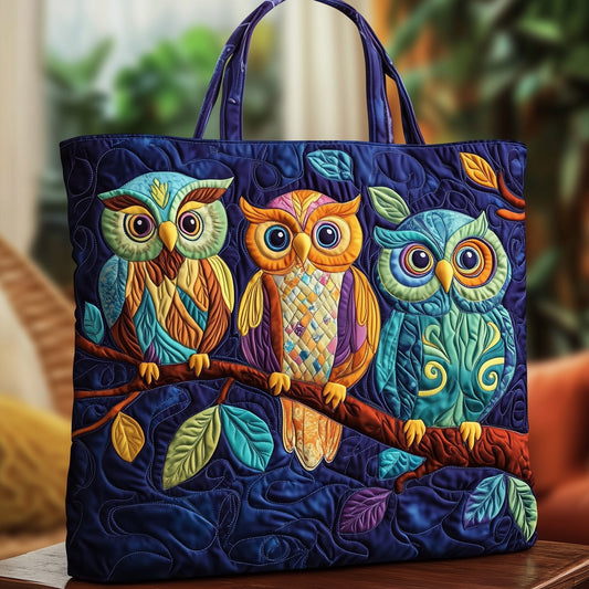 The Owl Trio Quilted Tote