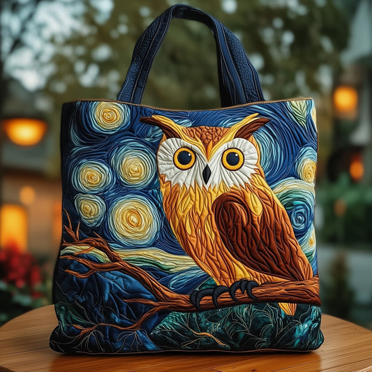 The Starry Owl Quilted Tote